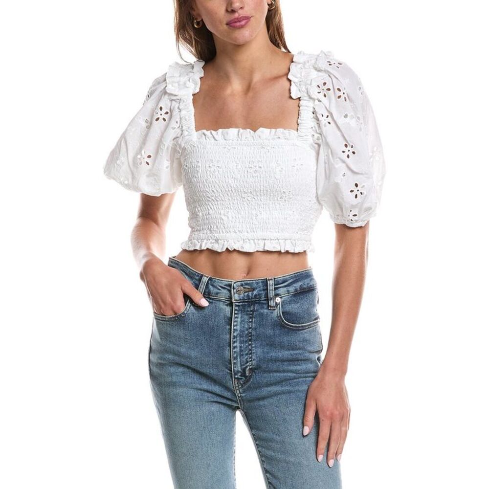 For Love & Lemons Womens  Addison Blouse, White